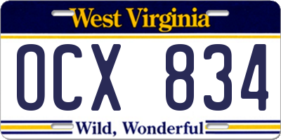 WV license plate OCX834