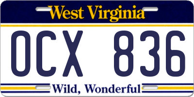 WV license plate OCX836