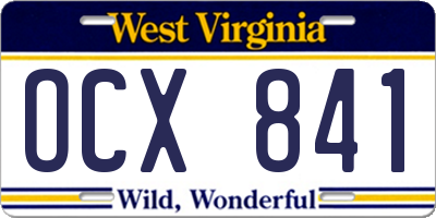 WV license plate OCX841