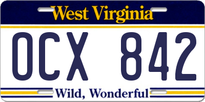 WV license plate OCX842