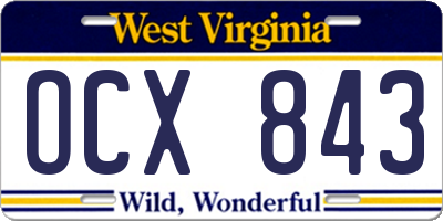 WV license plate OCX843