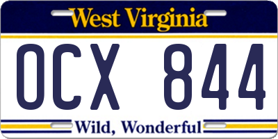 WV license plate OCX844