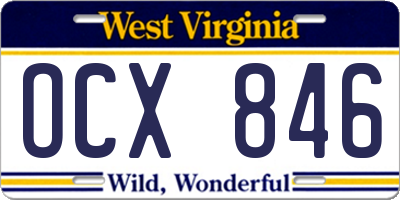 WV license plate OCX846