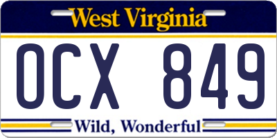 WV license plate OCX849