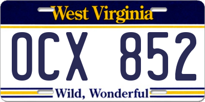 WV license plate OCX852