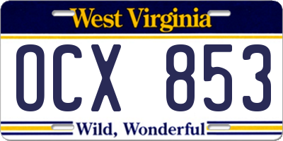 WV license plate OCX853
