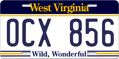 WV license plate OCX856