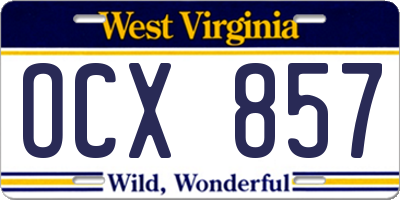 WV license plate OCX857