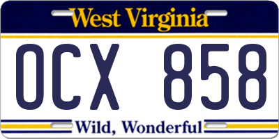 WV license plate OCX858