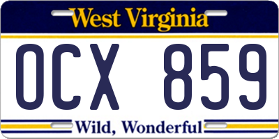 WV license plate OCX859