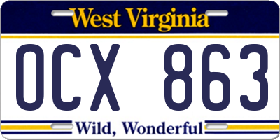 WV license plate OCX863