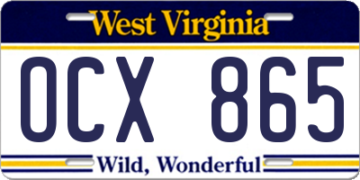 WV license plate OCX865