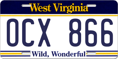 WV license plate OCX866