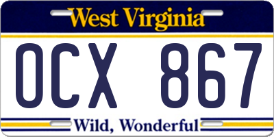 WV license plate OCX867