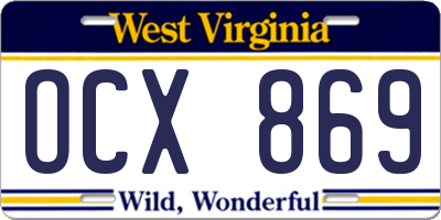 WV license plate OCX869