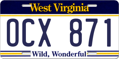 WV license plate OCX871