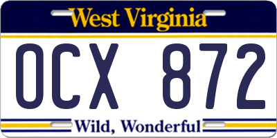 WV license plate OCX872