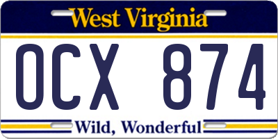 WV license plate OCX874