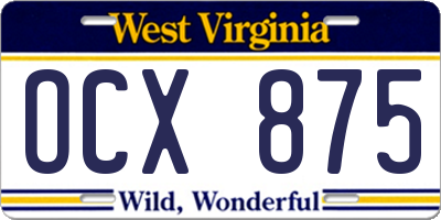 WV license plate OCX875
