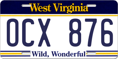 WV license plate OCX876