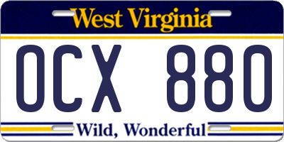 WV license plate OCX880