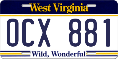 WV license plate OCX881