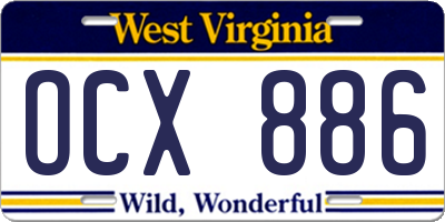 WV license plate OCX886