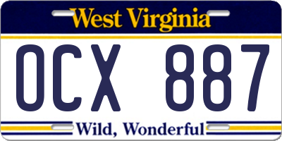 WV license plate OCX887