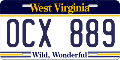 WV license plate OCX889
