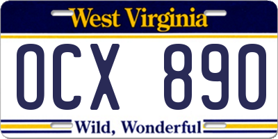 WV license plate OCX890