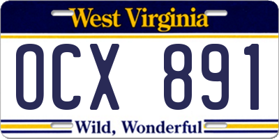 WV license plate OCX891