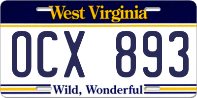 WV license plate OCX893