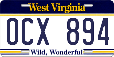 WV license plate OCX894