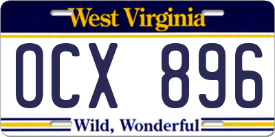WV license plate OCX896