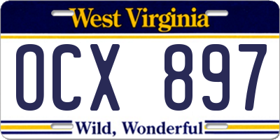 WV license plate OCX897