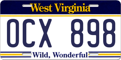 WV license plate OCX898