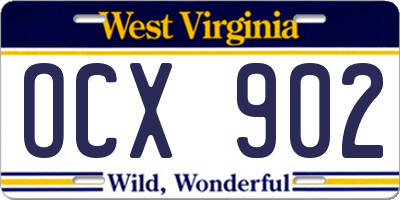 WV license plate OCX902