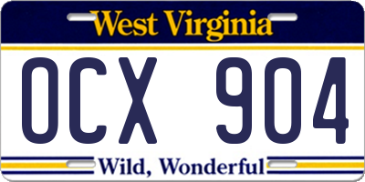 WV license plate OCX904