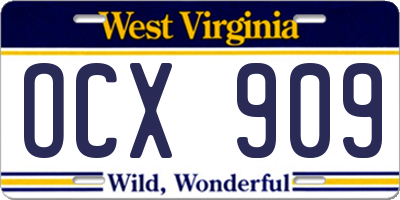 WV license plate OCX909