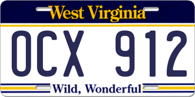 WV license plate OCX912