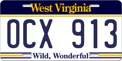 WV license plate OCX913