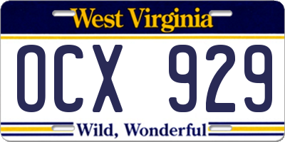 WV license plate OCX929