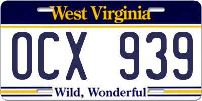 WV license plate OCX939