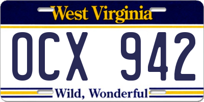 WV license plate OCX942