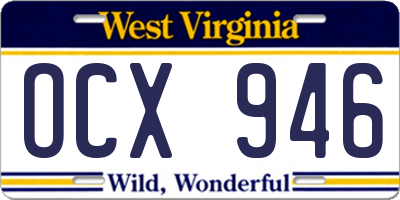 WV license plate OCX946