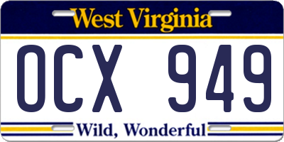 WV license plate OCX949
