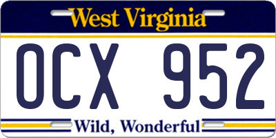 WV license plate OCX952