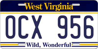 WV license plate OCX956