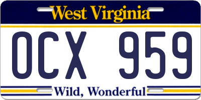 WV license plate OCX959