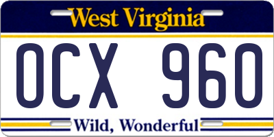 WV license plate OCX960